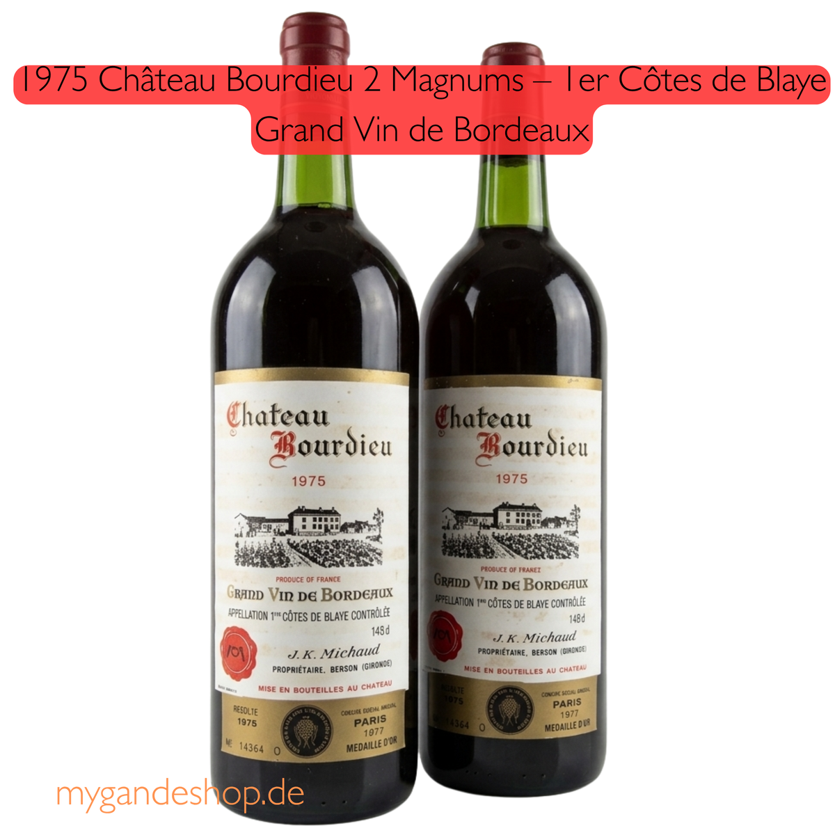 1975 Château Bourdieu 2 Magnums  – 1er  Côtes de Blaye Grand Vin de  Bordeaux