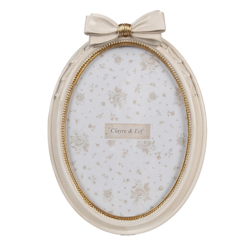 Clayre & Eef Vintage Fotorahmen oval Schleife romantisch 13x18 cm (2F1165)