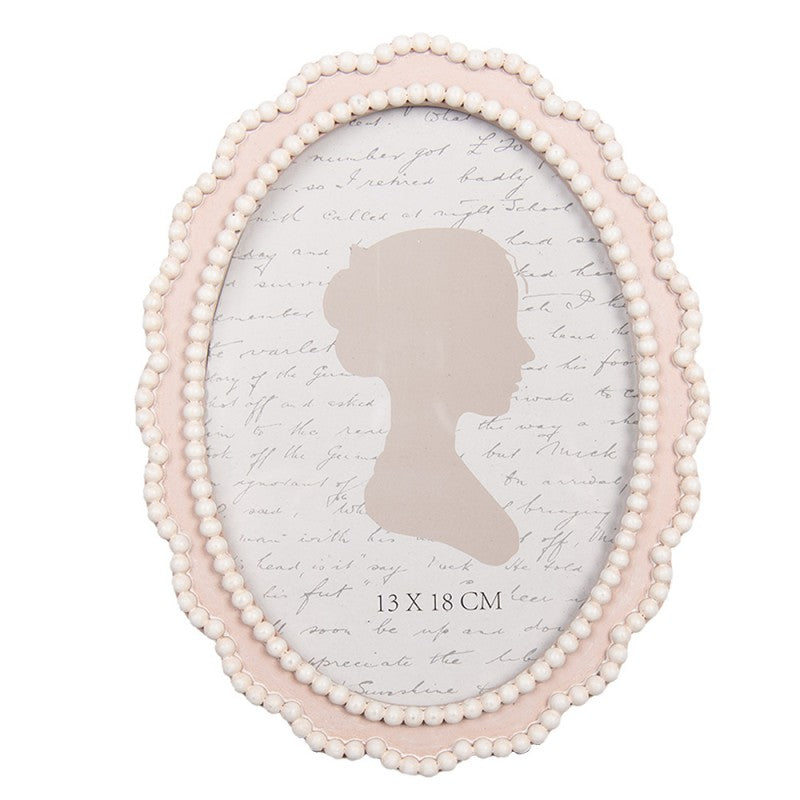 Bilderrahmen Vintage Oval mit Perlen 13x18 cm von Clayre & Eef (2F1303)