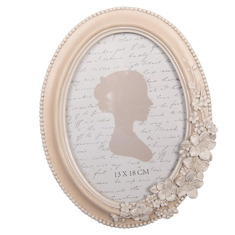 Clayre & Eef Fotorahmen Landhausstil Oval mit Blüten 13x18 cm - 2F1320