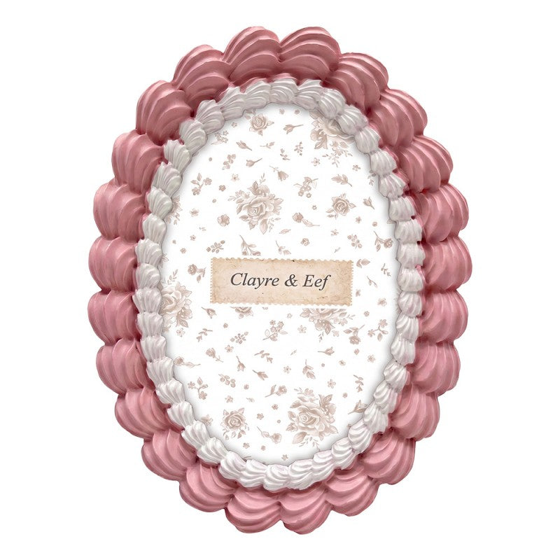 Bilderrahmen Vintage 10x15 cm Oval Zuckerguss Design  von Clayre & Eef (2F1391)