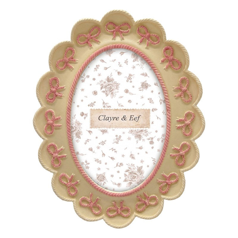 Bilderrahmen Vintage 10x15 cm Oval Schleifen  von Clayre & Eef (2F1397)