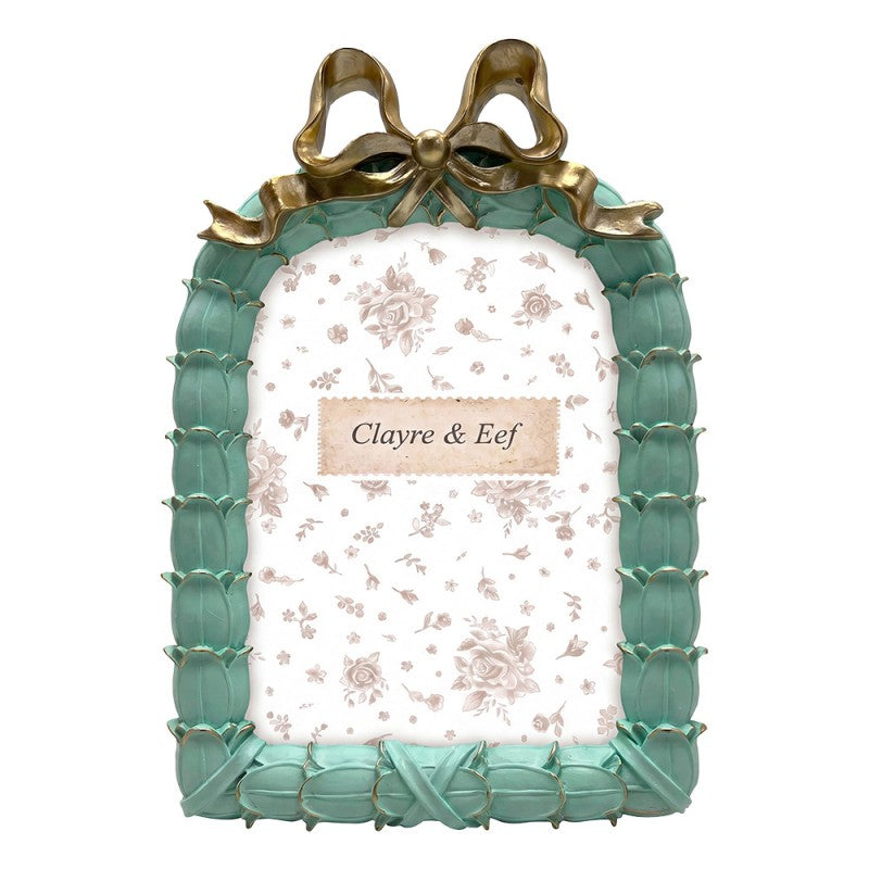 Clayre & Eef Fotorahmen Landhausstil Blüten-Design mit Schleife  13x18 cm - 2F1406