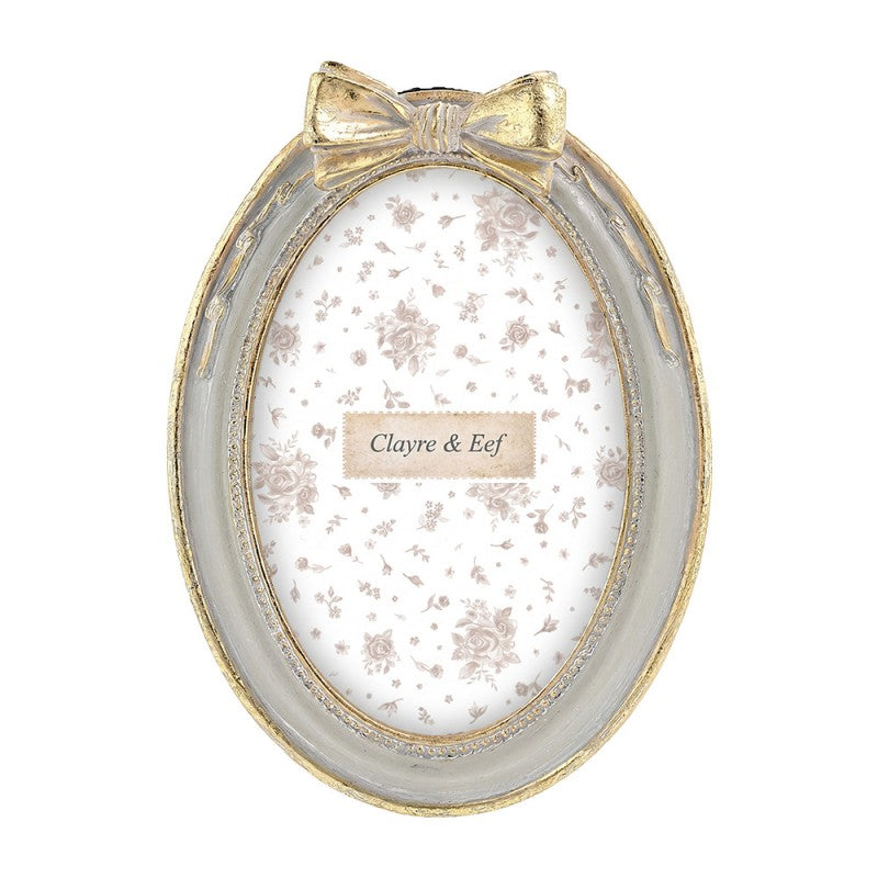 Clayre & Eef Fotorahmen Landhausstil Oval mit Schleife 10x15 cm - 2F1419