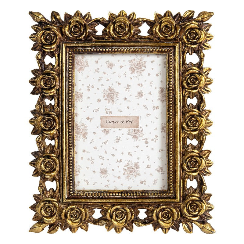 Fotorahmen Shabby Chic Rosen-Blüten 10x15 cm - Clayre & Eef (2F1447)
