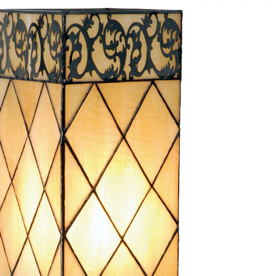 LumiLamp Tiffany Lichtsäule ca. 45 x 18 cm – Handgefertigte Jugendstil Lampe Mehrfarbig / Beige | 5LL-1139