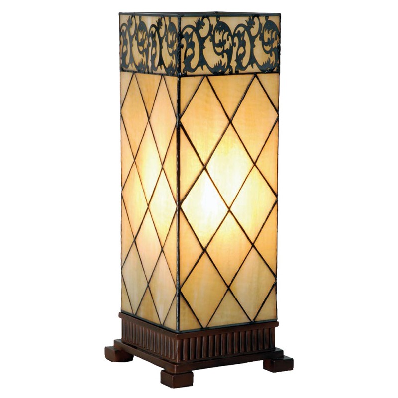 LumiLamp Tiffany Lichtsäule ca. 45 x 18 cm – Handgefertigte Jugendstil Lampe Mehrfarbig / Beige | 5LL-1139