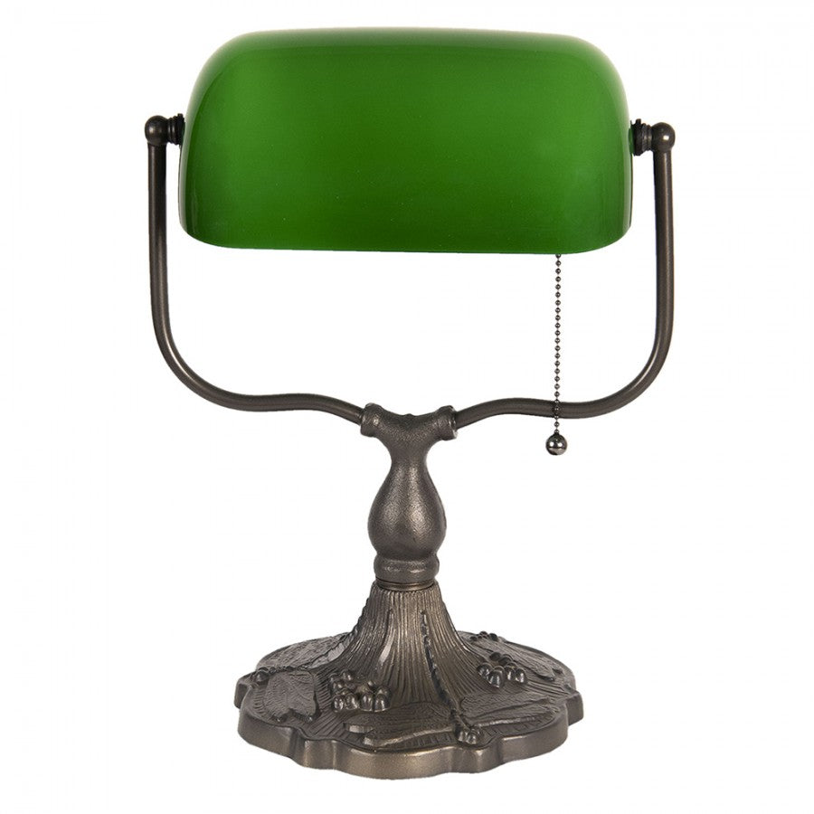 LumiLamp Tiffany Bankerlampe / Schreibtischleuchte 27*20*36 cm – Handgefertigte Jugendstil Lampe Grün | 5LL-1144GR
