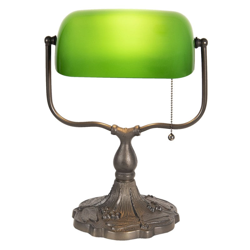 LumiLamp Tiffany Bankerlampe / Schreibtischleuchte 27*20*36 cm – Handgefertigte Jugendstil Lampe Grün | 5LL-1144GR