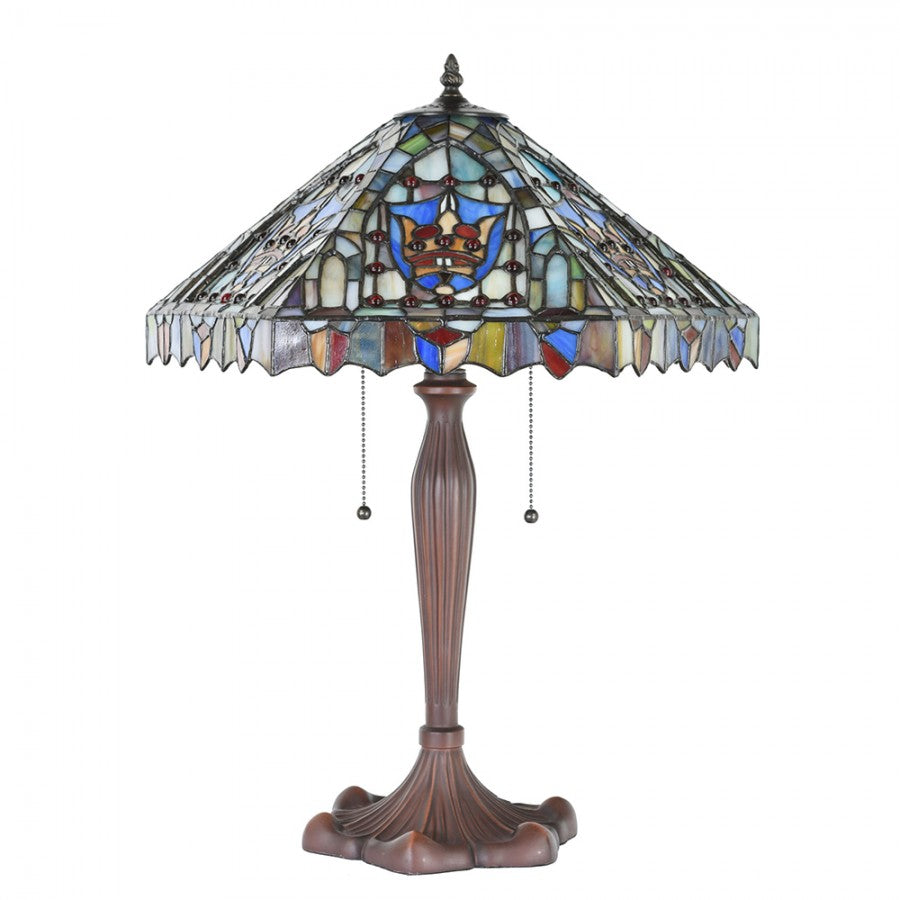 LumiLamp Tiffany Tischleuchte ca. 47x60 cm – Handgefertigte Jugendstil Lampe Blau | 5LL-1206