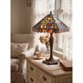LumiLamp Tiffany Tischleuchte ca. 47x60 cm – Handgefertigte Jugendstil Lampe Blau | 5LL-1206