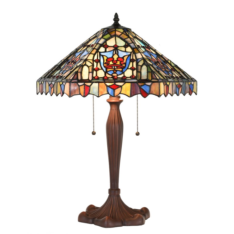 LumiLamp Tiffany Tischleuchte ca. 47x60 cm – Handgefertigte Jugendstil Lampe Blau | 5LL-1206