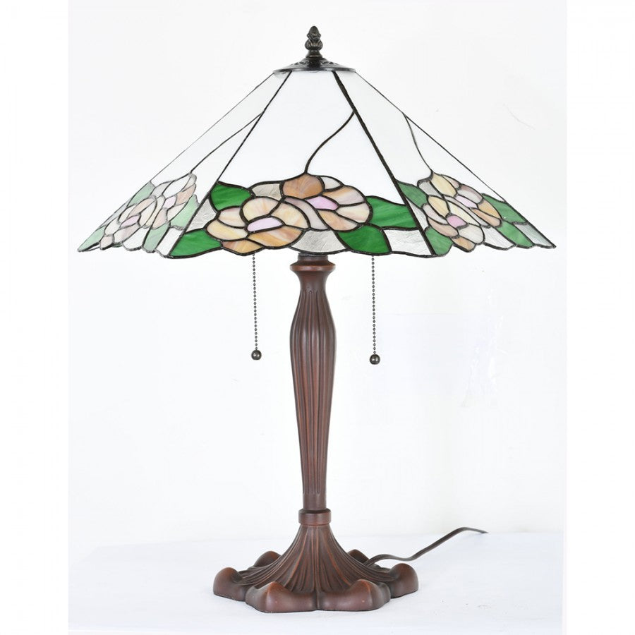 LumiLamp Tiffany Tischleuchte 44x61x64 cm – Handgefertigte Jugendstil Lampe Weiß | 5LL-1213