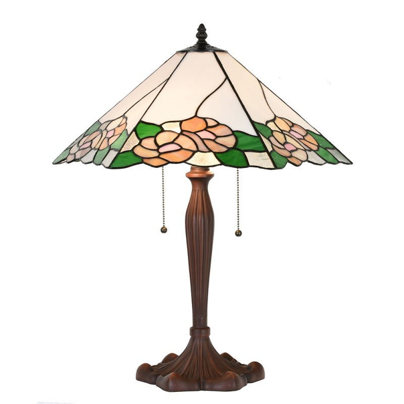 LumiLamp Tiffany Tischleuchte 44x61x64 cm – Handgefertigte Jugendstil Lampe Weiß | 5LL-1213
