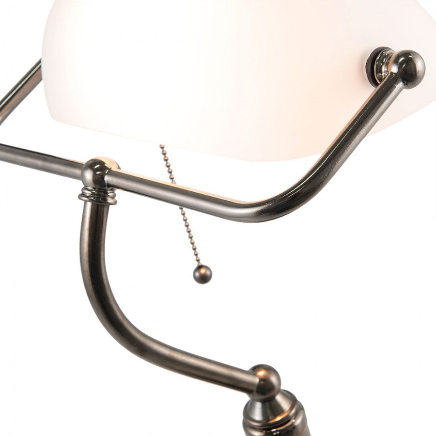 LumiLamp Tiffany Bankerlampe / Schreibtischleuchte 27 x 23 x 42 cm – Handgefertigte Jugendstil Lampe Weiß | 5LL-5100W