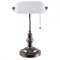 LumiLamp Tiffany Bankerlampe / Schreibtischleuchte 27 x 23 x 42 cm – Handgefertigte Jugendstil Lampe Weiß | 5LL-5100W