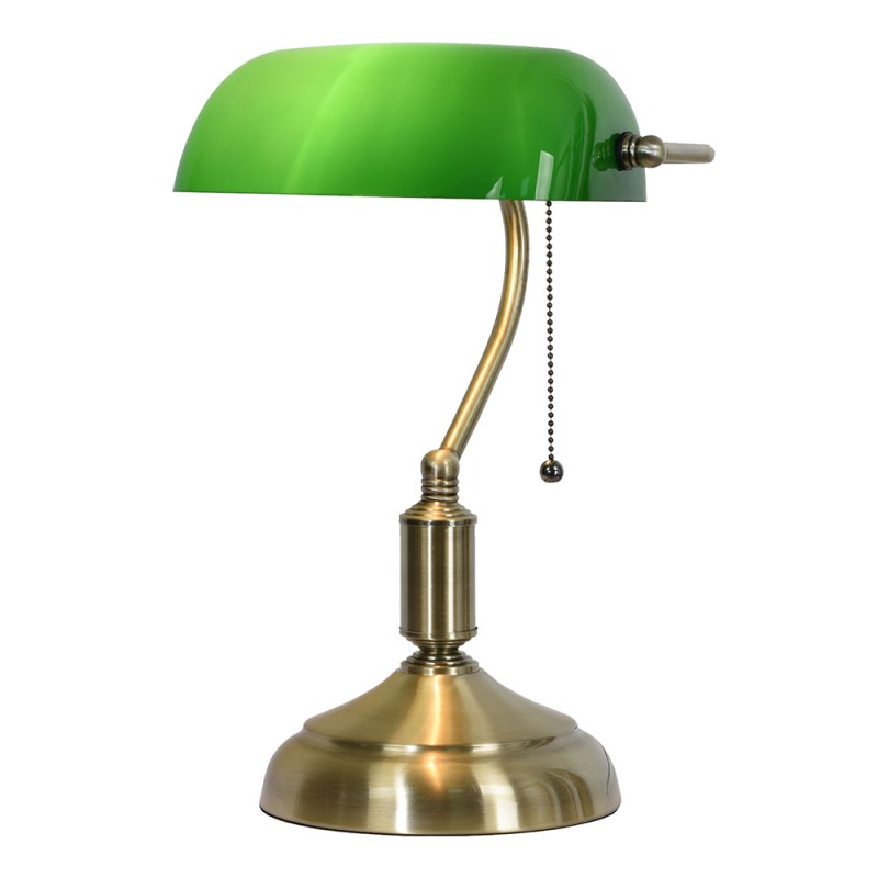 LumiLamp Tiffany Bankerlampe / Schreibtischleuchte 27*17*41 cm – Handgefertigte Jugendstil Lampe Grün | 5LL-5104