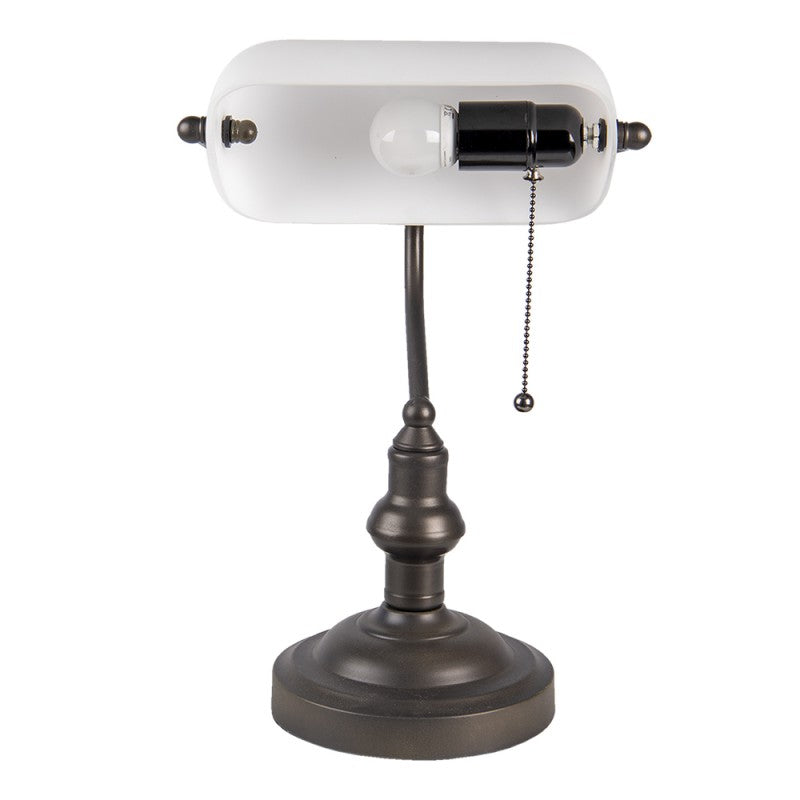 LumiLamp Tiffany Bankerlampe / Schreibtischleuchte Ø 27*40 cm – Handgefertigte Jugendstil Lampe Weiß | 5LL-5125W