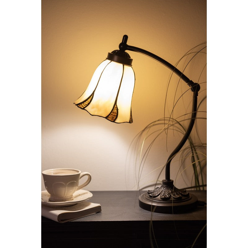 LumiLamp Tiffany Tischleuchte Standard – Handgefertigte Jugendstil Lampe Mehrfarbig / Beige | 5LL-5130