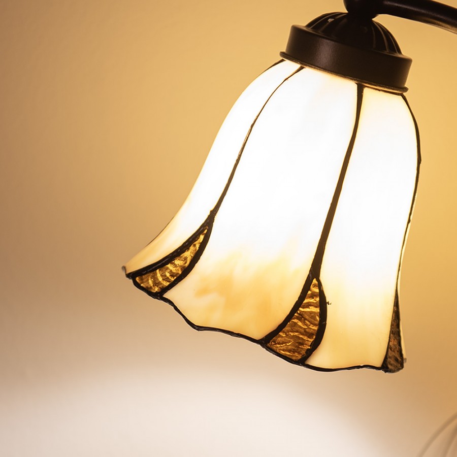 LumiLamp Tiffany Tischleuchte Standard – Handgefertigte Jugendstil Lampe Mehrfarbig / Beige | 5LL-5130