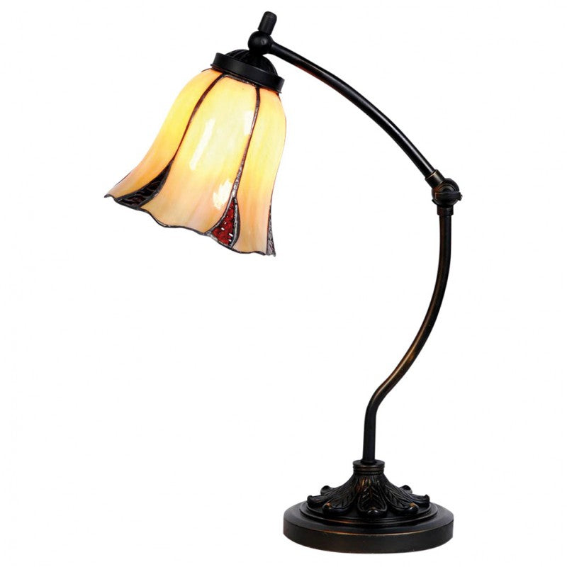 LumiLamp Tiffany Tischleuchte Standard – Handgefertigte Jugendstil Lampe Mehrfarbig / Beige | 5LL-5130