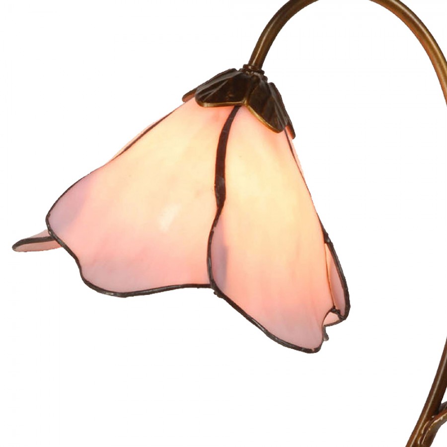 LumiLamp Tiffany Tischleuchte 30x48 cm – Handgefertigte Jugendstil Lampe Blumenkelch Rosa & Violett | E14