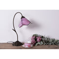 LumiLamp Tiffany Tischleuchte 30x48 cm – Handgefertigte Jugendstil Lampe Blumenkelch Rosa & Violett | E14