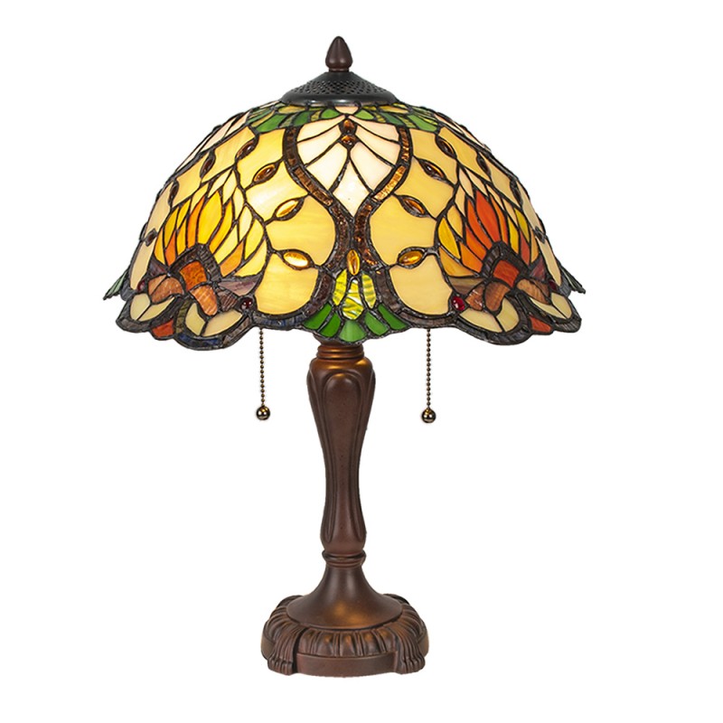 LumiLamp Tiffany Tischleuchte Standard – Handgefertigte Jugendstil Lampe Mehrfarbig / Beige | 5LL-5390