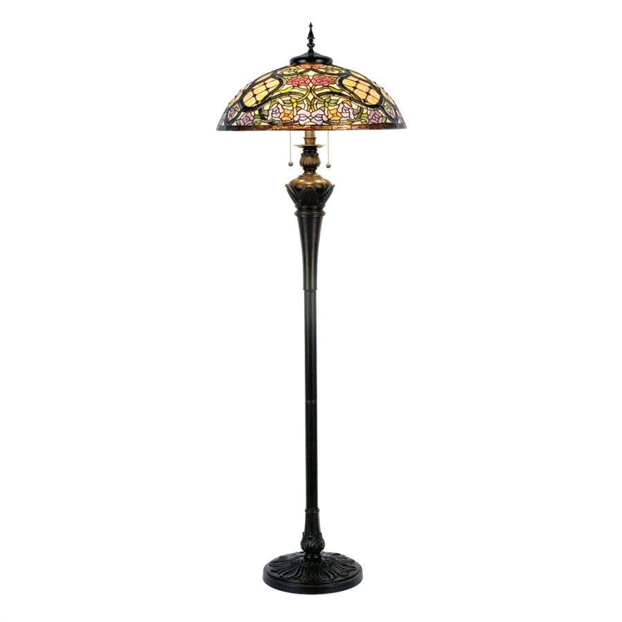 LumiLamp - Romantische Rosen-Oase: XL Tiffany Stehlampe in Rosa & Beige - ( ca. 55 cm)