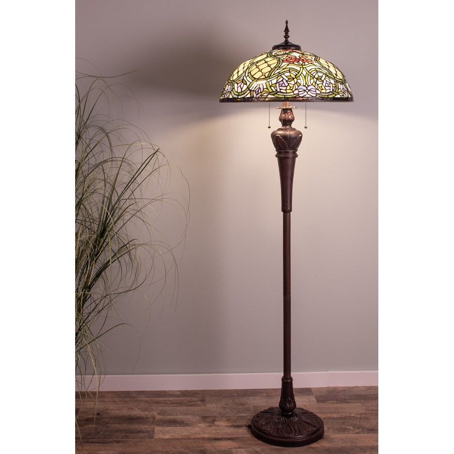 LumiLamp - Romantische Rosen-Oase: XL Tiffany Stehlampe in Rosa & Beige - ( ca. 55 cm)