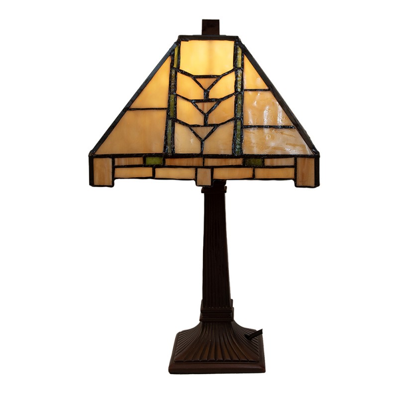 LumiLamp Tiffany Tischleuchte 23x23x38 cm – Handgefertigte Jugendstil Lampe Beige | 5LL-5450