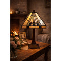 LumiLamp Tiffany Tischleuchte 23x23x38 cm – Handgefertigte Jugendstil Lampe Beige | 5LL-5451