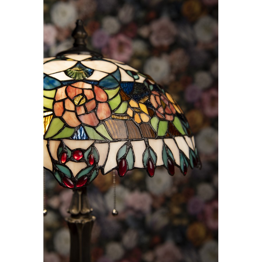 LumiLamp Tiffany Tischleuchte Standard – Handgefertigte Jugendstil Lampe Mehrfarbig / Beige | 5LL-5530
