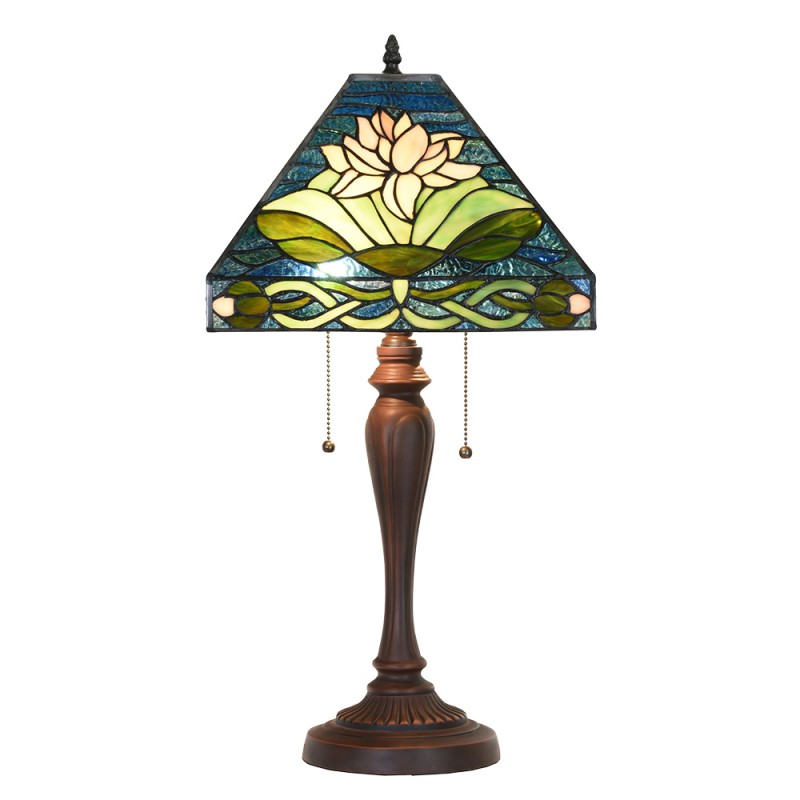LumiLamp Tiffany Tischleuchte 31x31x61 cm – Handgefertigte Jugendstil Lampe Grün | 5LL-5618