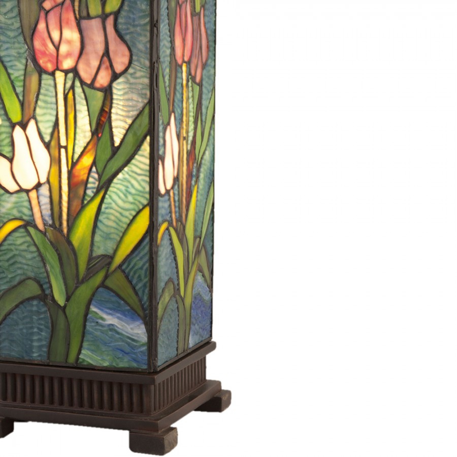 LumiLamp Tiffany Lichtsäule ca. 24 x 58,5 cm – Handgefertigte Jugendstil Lampe Mehrfarbig / Beige | 5LL-5749