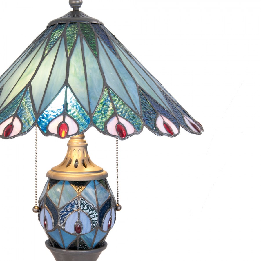 LumiLamp Tiffany Tischleuchte Standard – Handgefertigte Jugendstil Lampe Mehrfarbig / Beige | 5LL-5829