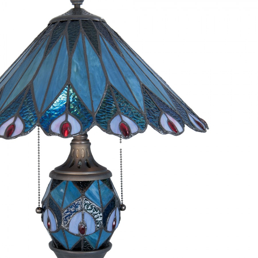 LumiLamp Tiffany Tischleuchte Standard – Handgefertigte Jugendstil Lampe Mehrfarbig / Beige | 5LL-5829