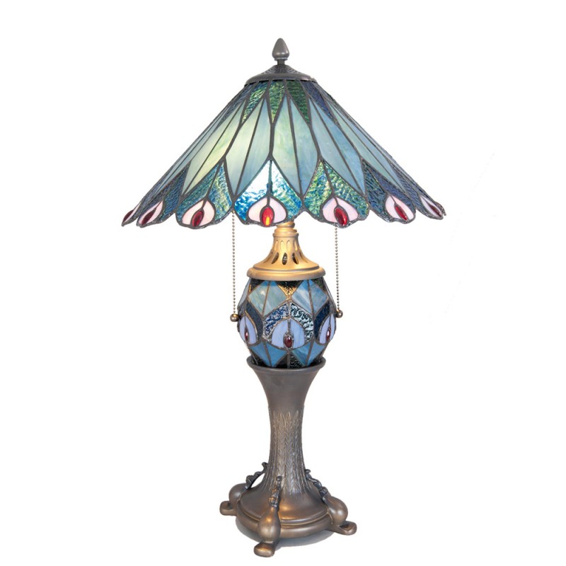LumiLamp Tiffany Tischleuchte Standard – Handgefertigte Jugendstil Lampe Mehrfarbig / Beige | 5LL-5829