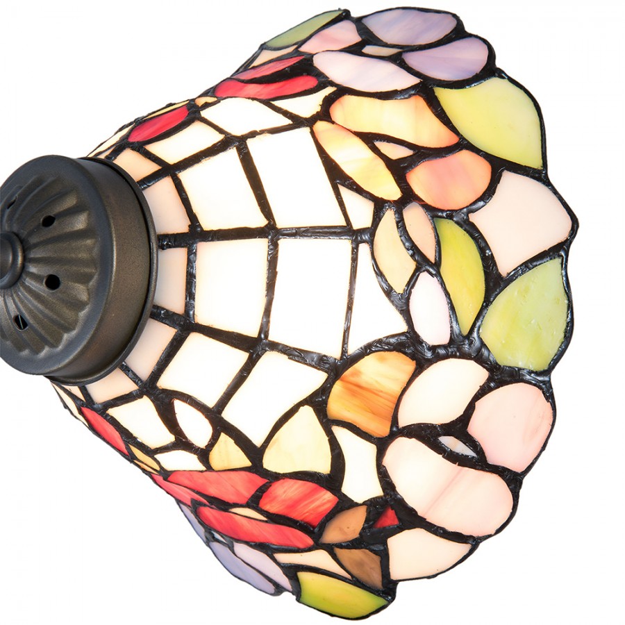LumiLamp Tiffany Tischleuchte Ami 32x20x48 cm – Handgefertigte Schwanenhals-Tischlampe Weiß & Grün | E27