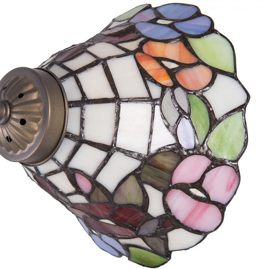 LumiLamp Tiffany Tischleuchte Ami 32x20x48 cm – Handgefertigte Schwanenhals-Tischlampe Weiß & Grün | E27