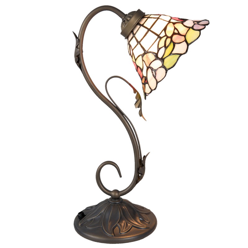 LumiLamp Tiffany Tischleuchte Ami 32x20x48 cm – Handgefertigte Schwanenhals-Tischlampe Weiß & Grün | E27