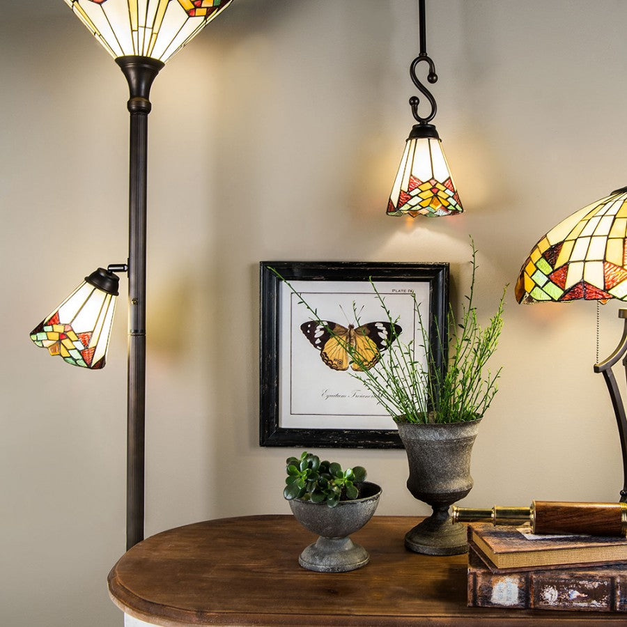 LumiLamp - Stehlampe Mei im Tiffany-Stil E27/max 1 100W E14/max 1 25W 5LL-5969 -  ca. 30 178 cm