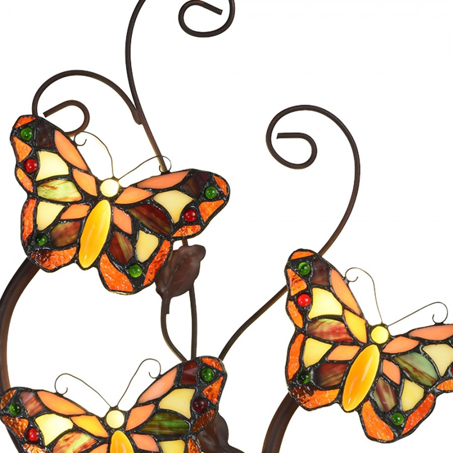 LumiLamp Tiffany Wandleuchte Schmetterlinge 32x8x68 cm – Handgefertigte Jugendstil Wandlampe Mehrfarbig | G4 LED