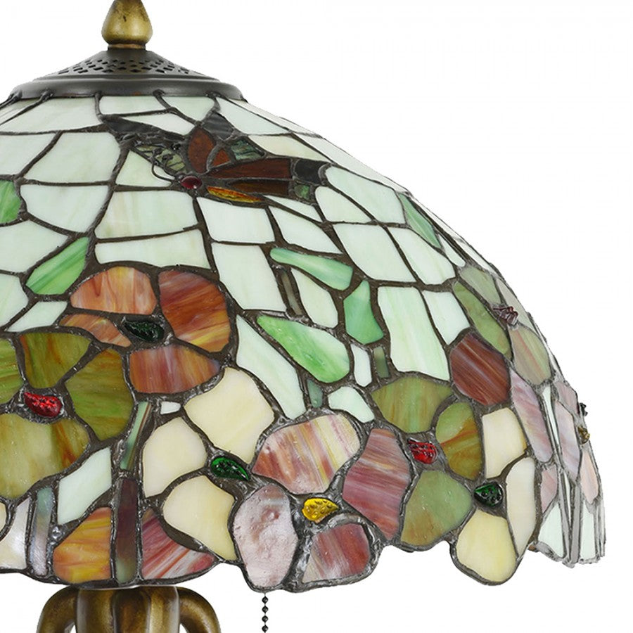LumiLamp Tiffany Tischleuchte Ø 40*63 cm – Handgefertigte Jugendstil Lampe Multi Farben | 5LL-5981