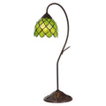 LumiLamp Tiffany Tischleuchte Jugendstil Ø 28x60 cm – Handgefertigte Schreibtisch- & Leseleuchte Grün | E14