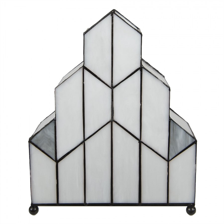 LumiLamp Tiffany Tischleuchte 30*4*25 cm – Handgefertigte Jugendstil Lampe Creme | 5LL-6119