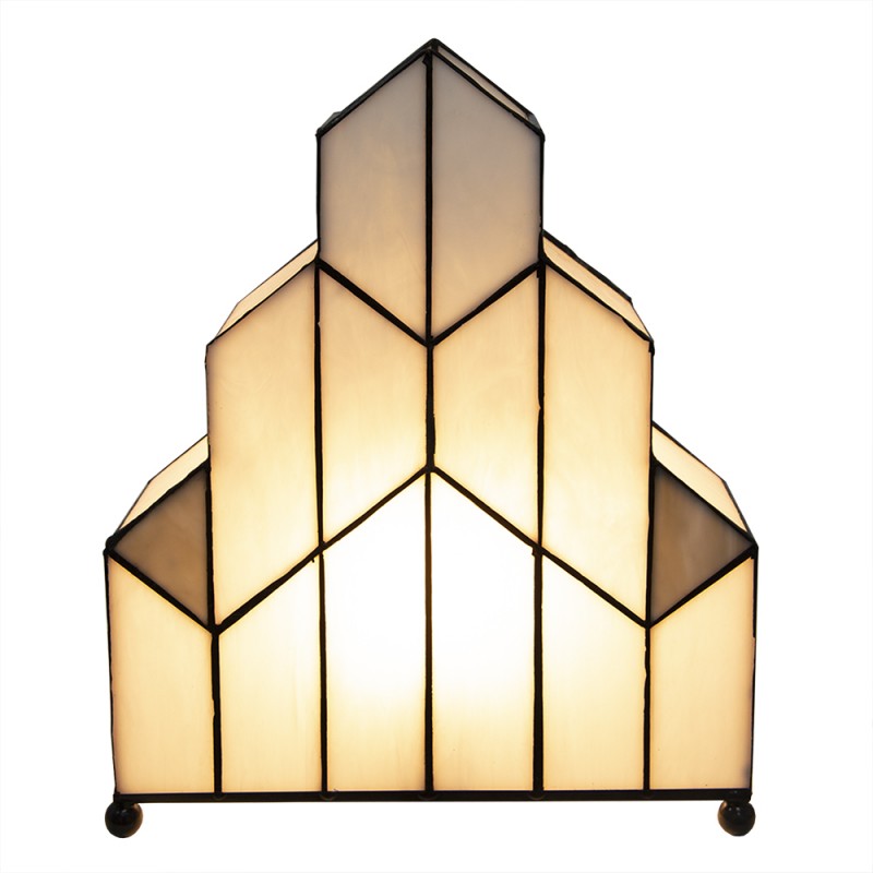 LumiLamp Tiffany Tischleuchte 30*4*25 cm – Handgefertigte Jugendstil Lampe Creme | 5LL-6119