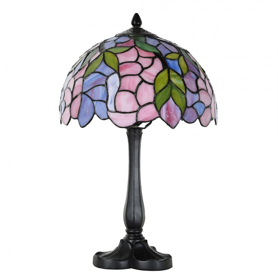 LumiLamp Tiffany Tischleuchte Ø 30x50 cm – Handgefertigte Jugendstil Lampe Rosa | 5LL-6308