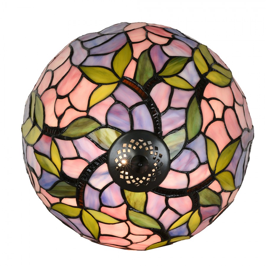 LumiLamp Tiffany Tischleuchte Ø 30x50 cm – Handgefertigte Jugendstil Lampe Rosa | 5LL-6308