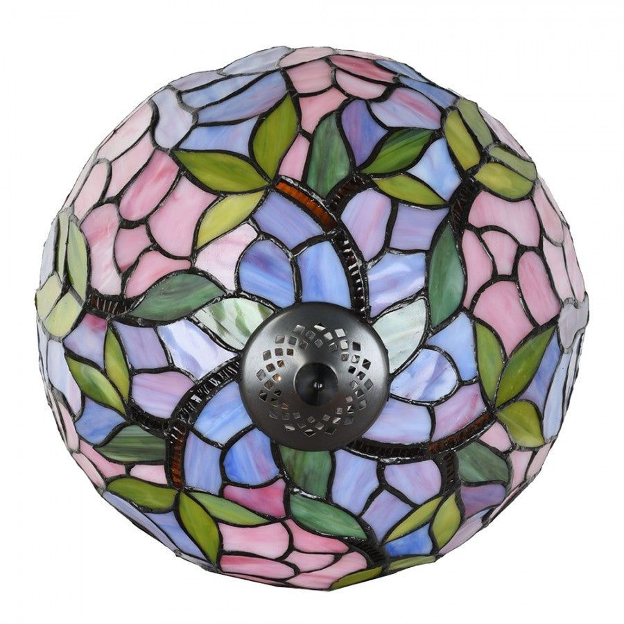 LumiLamp Tiffany Tischleuchte Ø 30x50 cm – Handgefertigte Jugendstil Lampe Rosa | 5LL-6308